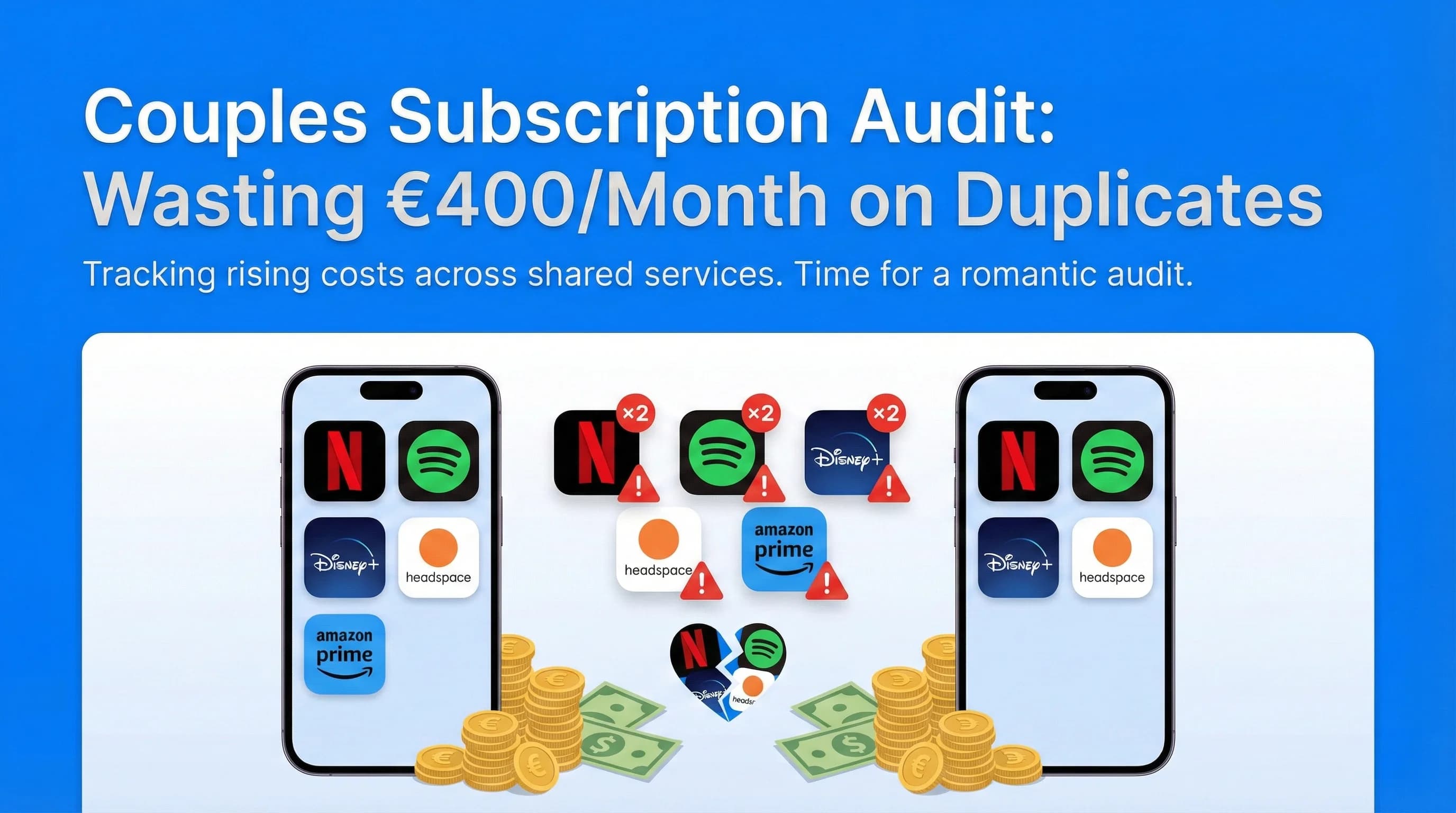 I Audited My Couple's Subscriptions Before Valentine's Day: We Were Wasting €400/Month on Duplicates